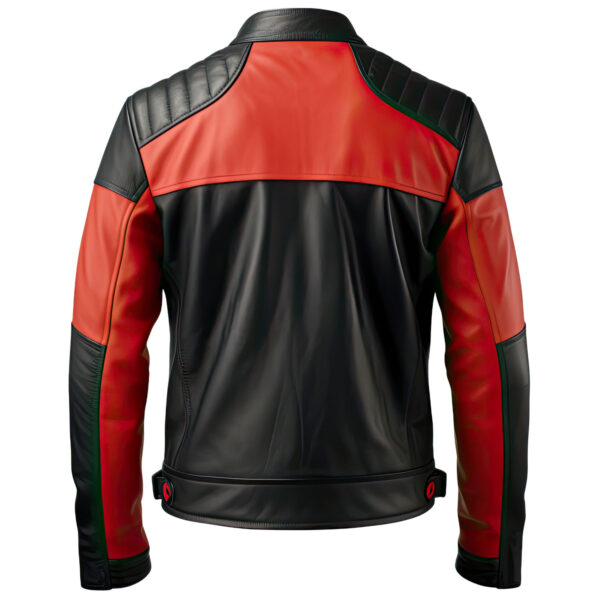 Men’s Black Red Biker Genuine Sheepskin Stand Collar Retro Smooth Lightweight Outfit Biker Café Racer Leather Jacket - Zumaish Luxury Leather (1)