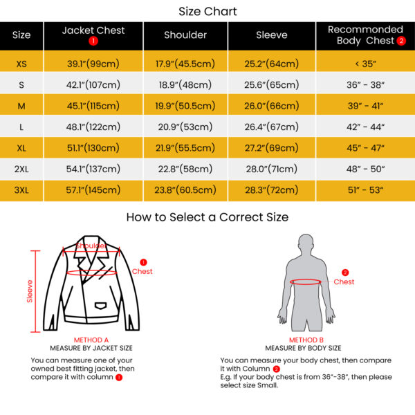 Leather Jackets Size