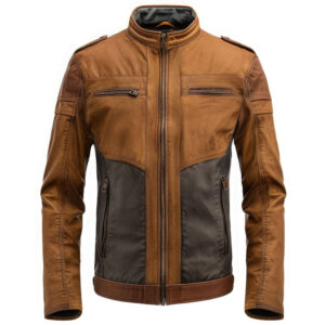 Men’s Grey Brown Genuine Sheepskin Stand Collar Warm Racer Sportswear Fashionable Multi Zipper Motorbike Leather Jacket