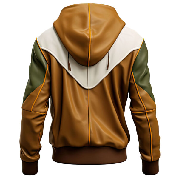 Men’s Brown Olive Green Genuine Sheepskin Hooded Slim-fit Sportswear Stylish Rib knitted Zip-up Soft Bomber Leather Jacket