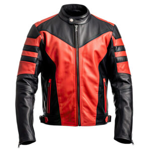 Men’s Black Red Genuine Sheepskin Stand Collar Biker Rider Slim Fit Casual Moto Café Racer Smooth Lightweight Leather Jacket