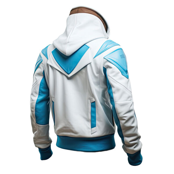 Men’s Blue & White Sheepskin Hooded Flight Leather Jacket
