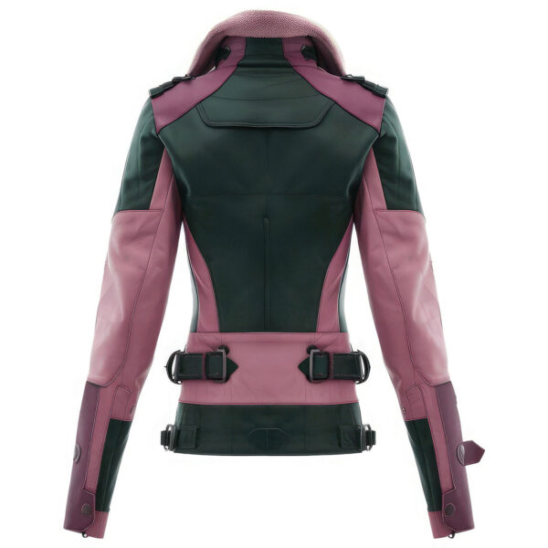 Women’s Orchid Pink Black Genuine Sheepskin Stylish Punk Rider Streetwear Smooth Zip-up Soft Casual Shirt Collar Moto Leather Jacket