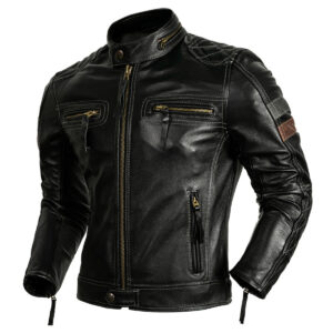 Men’s Black Cowhide Multi-Zipper Biker Jacket