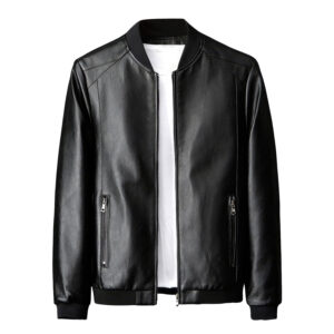 Men’s Black Genuine Sheepskin Bomber Biker Jacket
